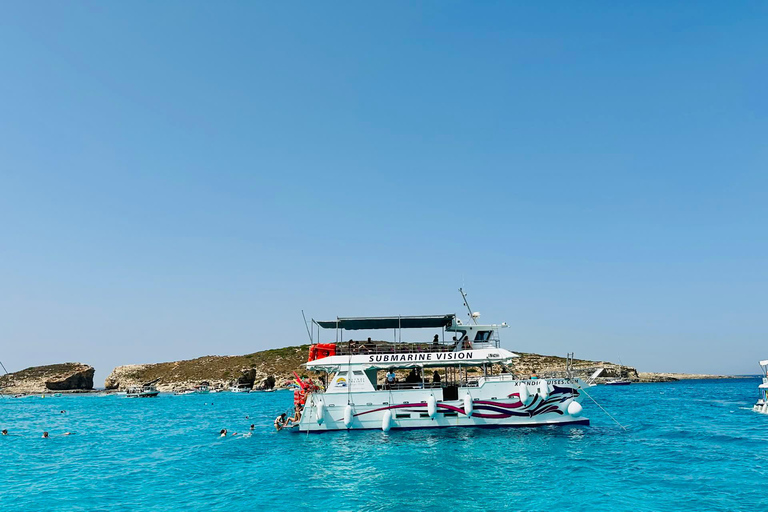 Malta: Comino Catamaran Cruise with Blue & Crystal Lagoon Morning or afternoon Half day cruise with 2 swimming stops