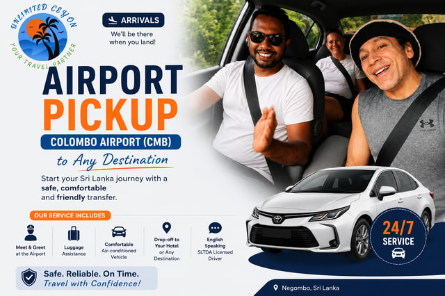 Transfer vom Colombo Airport (CMB) zu jeder Stadt in Sri Lanka rund um die Uhr