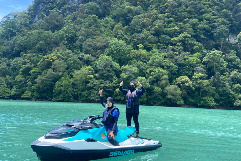 Langkawi Jet Ski Tour Dayang Bunting Video gratuito con droneOpzione moto d&#039;acqua a doppio pilota