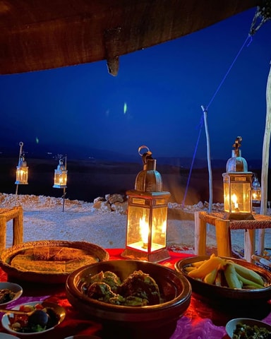 Marrakech: diner bij zonsondergang met vuurshow