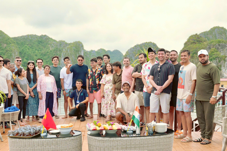 Hanoi/Cat Ba: Lan Ha Bay Day Cruise with Dark & Bright Caves Day Trip Cruise Pick up & Drop Off From Cat Ba Town