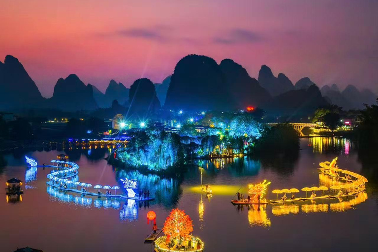 Yangshuo: Yulong River Night Bamboo Raft Ride-Shenlong Show Supreme Dragon Head Ticket