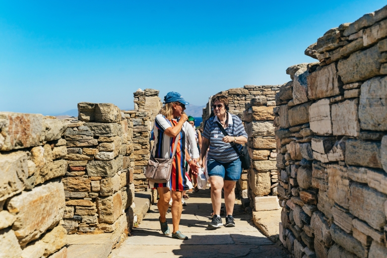 Ab Mykonos: Tour nach Delos mit Tickets ohne AnstehenTour auf Französisch mit Hotelabholung
