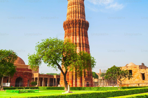 Delhi: tour privado de día completo de la ciudad vieja y nueva de DelhiCoche y guía para tour guiado.
