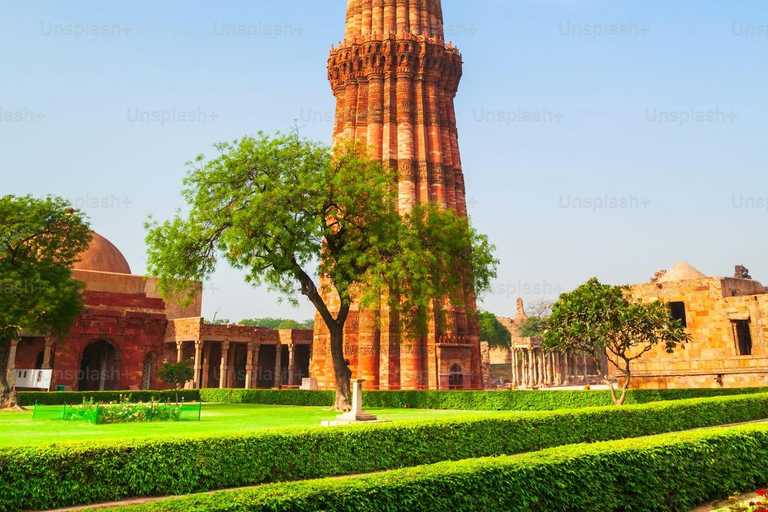 Delhi: tour privado de día completo de la ciudad vieja y nueva de DelhiCoche y guía para tour guiado.