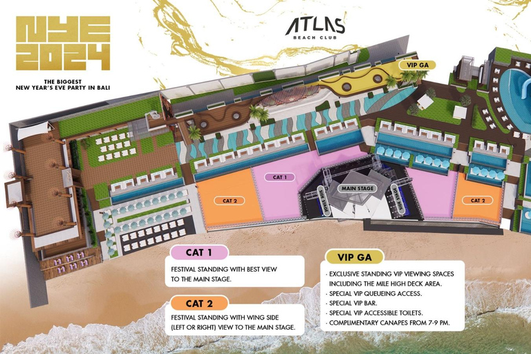 Atlas Beach Club Bali : AKON pour le réveillon du Nouvel An 2025 de l&#039;AtlasCombo : Admission générale catégorie 2 + Atlas Super Club