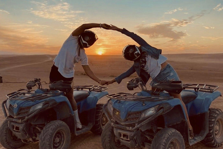 Marrakech: Agafay Desert Quad bike pool & Dinner fire show Quad Bike, Dinner with Show