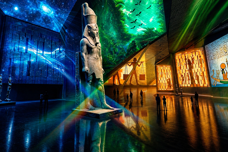Premium Grand Egyptian Museum Night Show & Dinner Experience Small Group Tour with Dinner