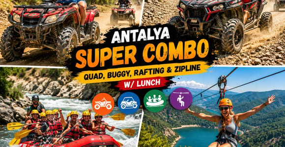 Antalya: Super Combo Quad, Buggy, Rafting & Zipline w/Lunch