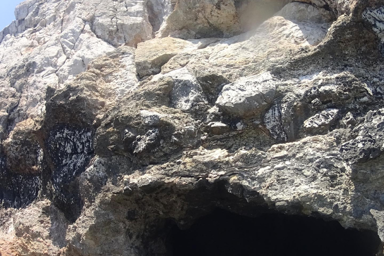 Do porto de Faliraki: Passeio de lancha rápida com mergulho com snorkel e cavernas