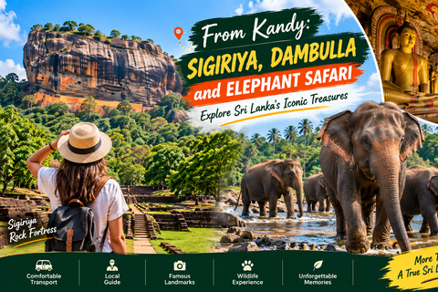 From Kandy: Sigiriya, Dambulla and Elephant Safari