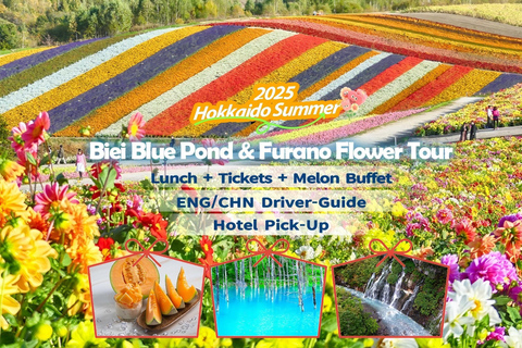 Sapporo: Furano Flower Sea & Biei Blue Pond Tour w/ Pickup 8:00 from Sapparo Sta. | Lunch Buffet + Flower Sea Ticket