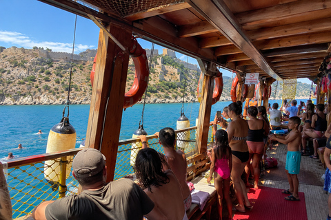 Alanya: Pirate Boat Cruise with Lunch and Swimming Stops Pirate Boat Trip with Hotel Transfer