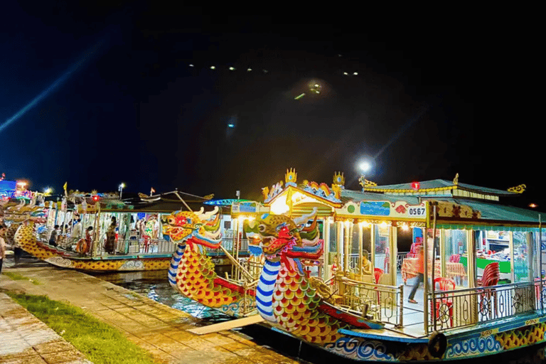 Hue: Food Tour with Guide and Royal Music on Dragon Boat Private: French guide