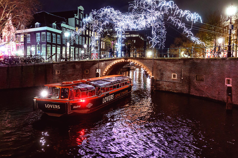 Amsterdam Light Festival Warm Boat Cruise + Optional Drinks Light Festival Canal Cruise from Central Station