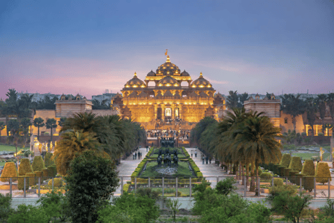 Delhi: Akshardham Temple Tour with Light & Water Show Akshardham Water & Light Show with Car+Guide.