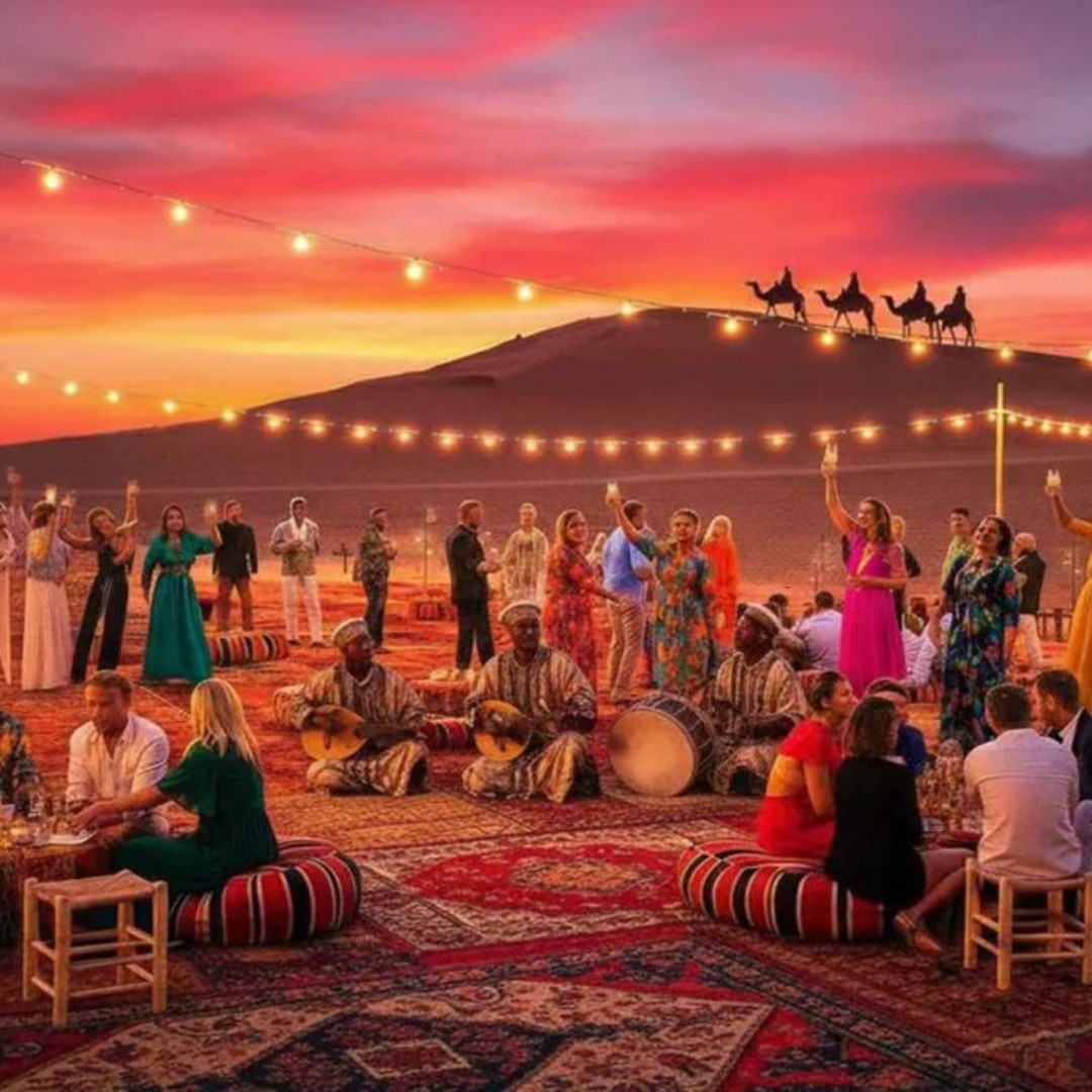 Marrakech : coucher de soleil dans le désert d'Agafay, balade à dos de chameau et dîner-spectacle