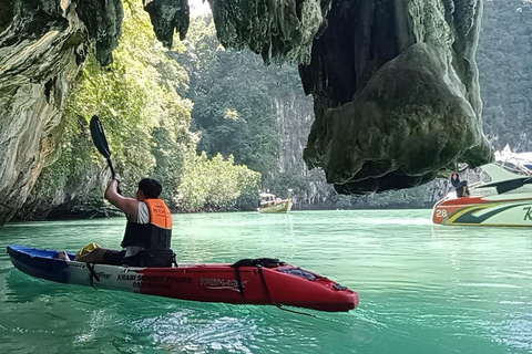 Krabi: Excursión a la isla de Hong en barco de cola larga con opción de kayakTour turístico con kayak