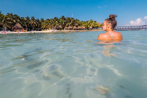 Catamaran Ride with Snorkeling, Open Bar, and Lunch from Isla Mujeres Catamaran Ride: Snorkel, Open Bar, Lunch & Hotel Pick-Up
