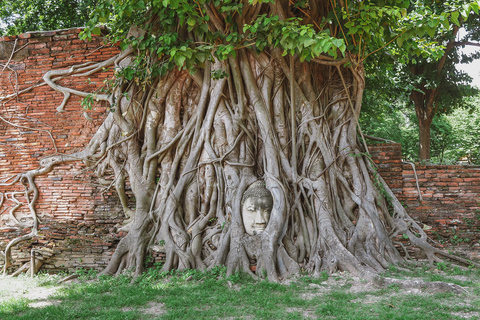 De Bangkok : visite d’un jour à Ayutthaya en bus et bateauVisite avec prise en charge aller simple à l'hôtel