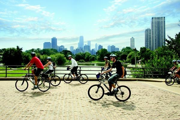 Circuit à vélo sur les rives du lac de Chicago