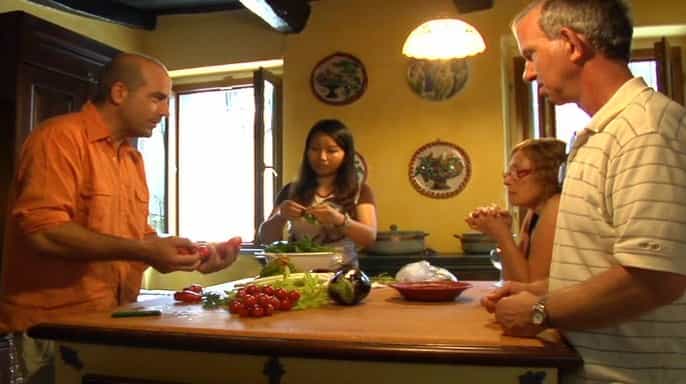 cookery lesson in roman countryside