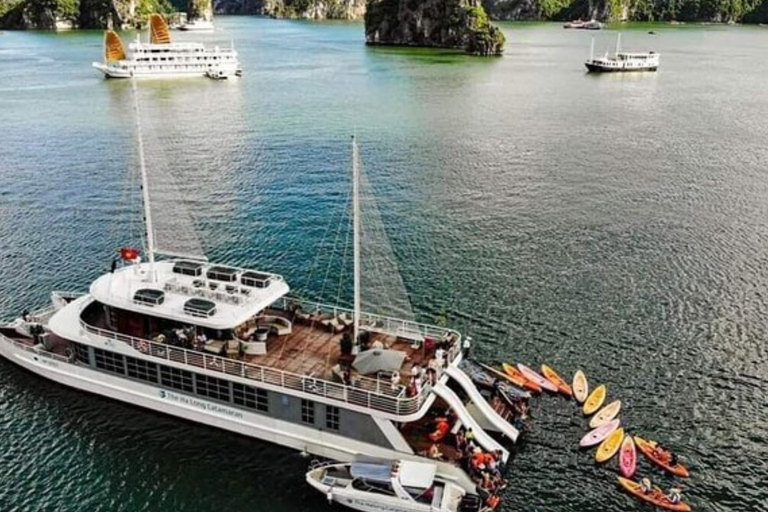 Hanoi:Halong Catamaran 5* Day Cruise,champoline,water slide Without Transfer Service