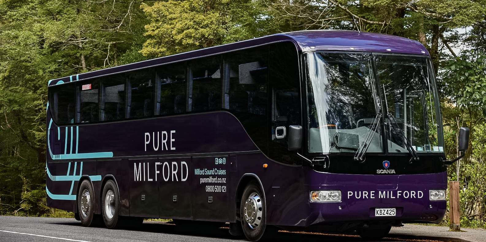 Waterfalls cascading into Milford Sound fiord