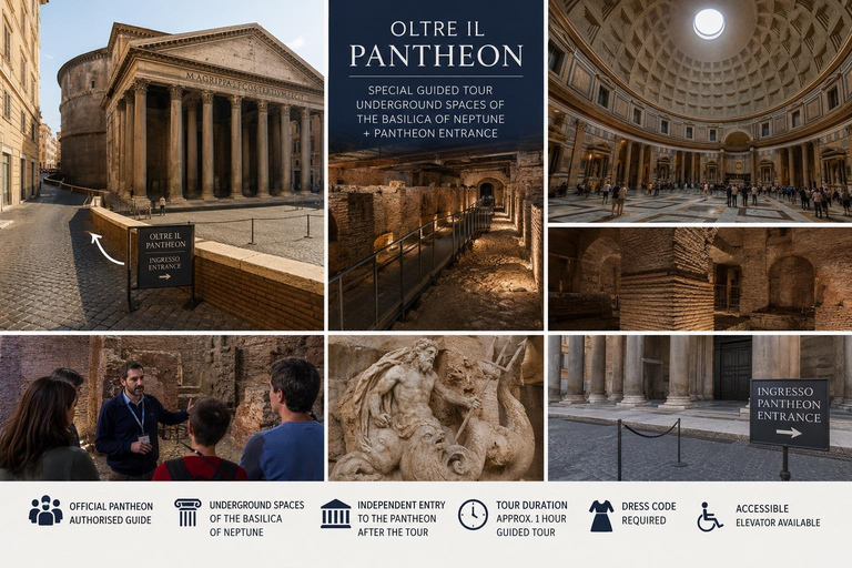 Rome: Exclusive Pantheon Hidden Spaces Guided Tour & Entry Rome: Exclusive Neptune Basilica Spaces Tour & PantheonEntry