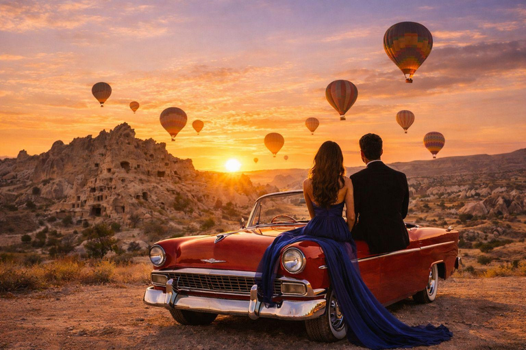 Cappadocia:Classic Car Tour with Hot Air Balon Views- Sunset Cappadocia: Classic Car Tour with SUNSET Views