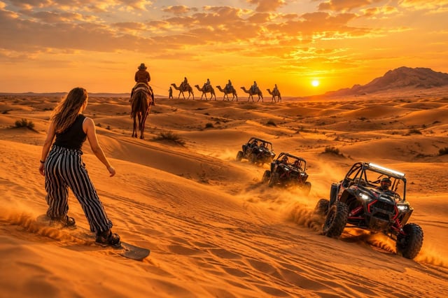 Wüstentour mit Selbstfahrer-Quad/Buggy, VIP-Abendessen, Kamelritt