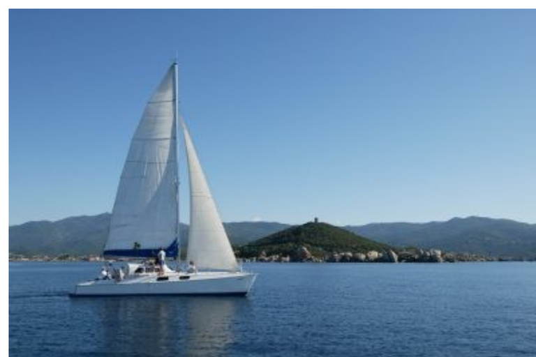 Sunset catamaran cruise tour / view of the Sanguinaires Islands / Ajaccio