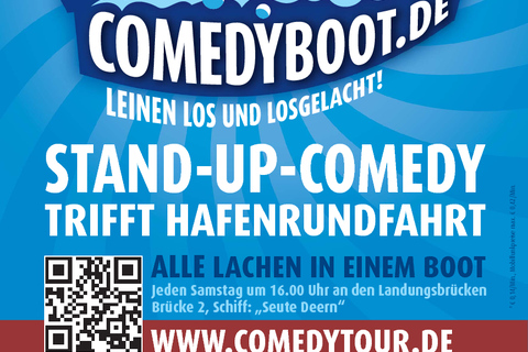 Hamburg: comedycruise van 1 uur in het DuitsHamburg Comedy Cruise met zitplaatsgarantie