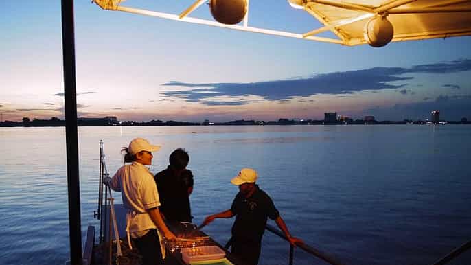 phnom penh private sunset cocktail cruise on mekong river