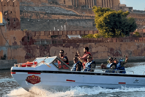 Jaipur: Speed Boat, Amber Walking Tour & Sunset with Pickup Speed Boat Boating, Walking Tour, Sunset by Open Jeep