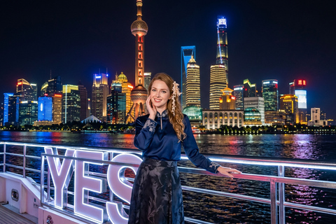Shanghai:VIP Huangpu Night Cruise with Guide & Bund Views. Huangpu River Night Cruise (7:00 PM Slot)