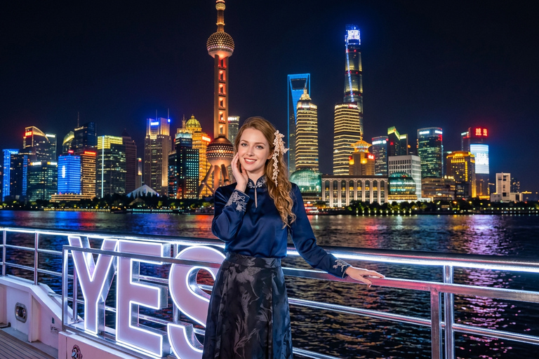 Shanghai:VIP Huangpu Night Cruise with Guide & Bund Views. VIP Viewing Deck with Live Guided Commentary
