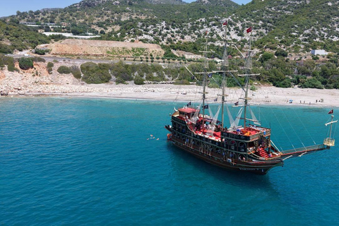 Alanya: Pirate Ship Cruise with Daytime or Sunset Option Sunset Pirate Ship Cruise with Dinner & Soft Drinks