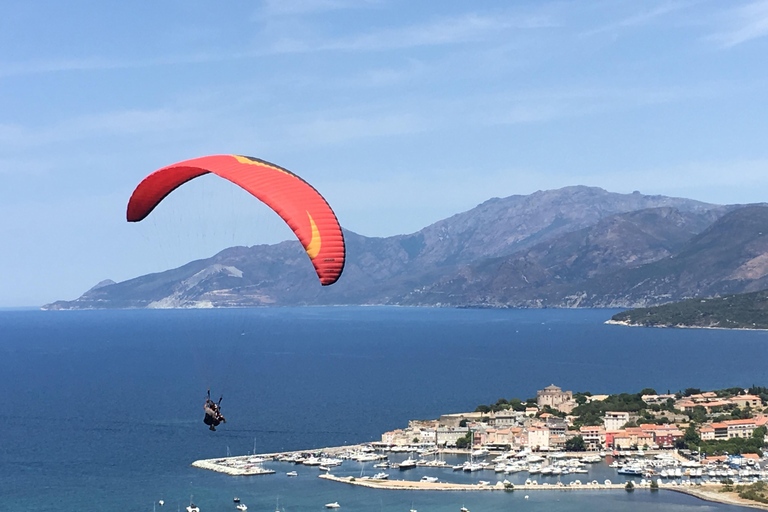 First time / Tandem paragliding flight in Saint Florent Paragliding tandem flight in Saint Florent