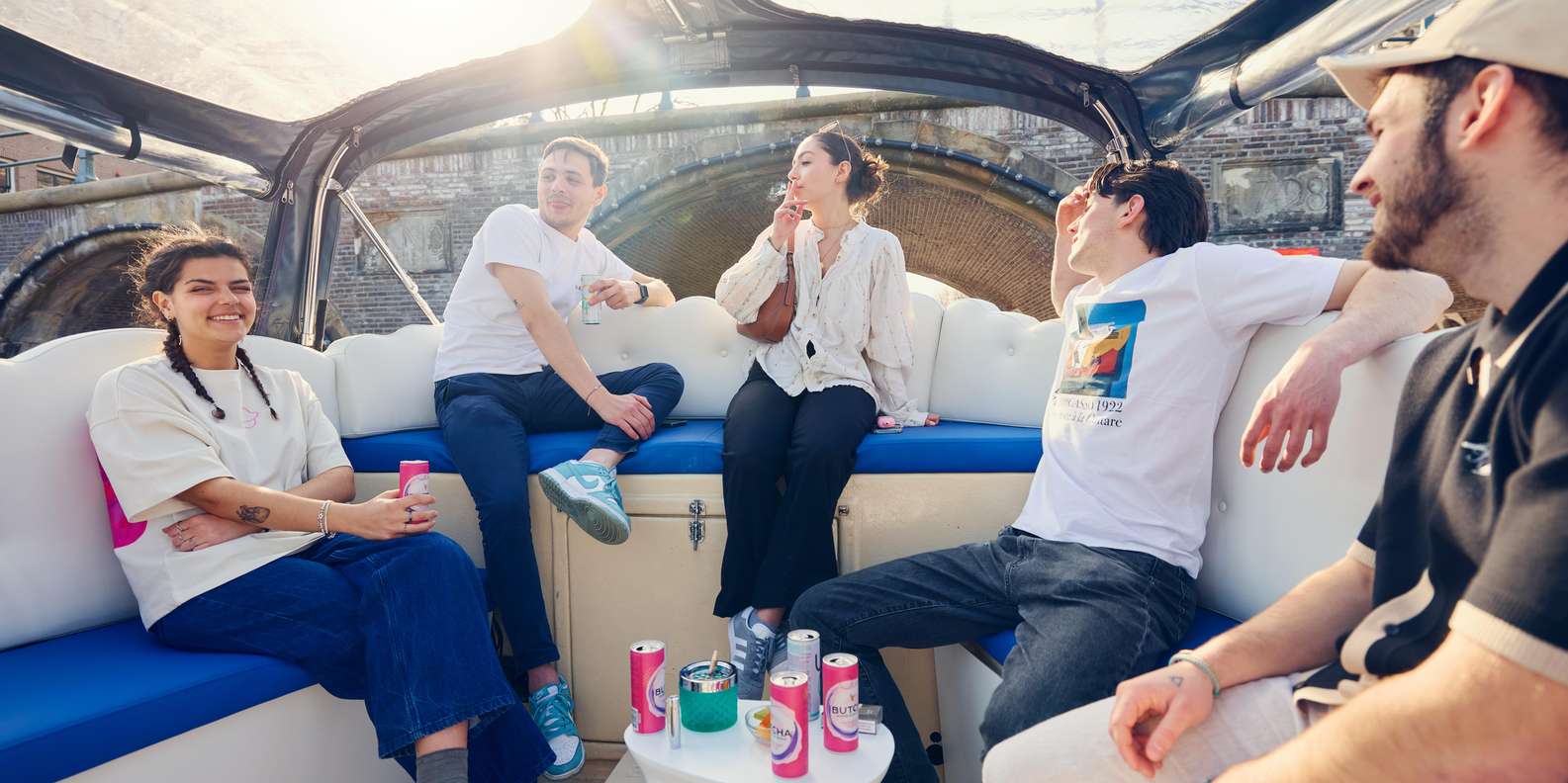 Amsterdam: Smoke & Cruise on covered Cannabis Boat With Bar