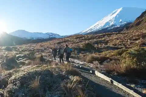 Caminhada guiada em grupo de meio dia pelo Tongariro Alpine