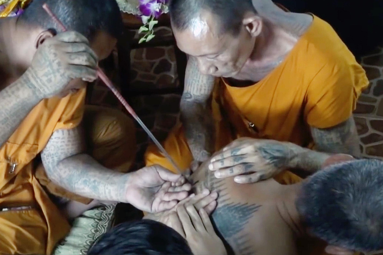 Hand-Poke Sak Yant Tattoo at Wat Bang Phra & Golden Blessing