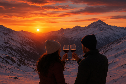 Santiago : coucher de soleil dans la Cordillère Valle Nevado + Vallée de l&#039;Ovni et pique-niqueSantiago : coucher de soleil sur la Cordillère Valle Nevado + Vallée de l&#039;Ovni e