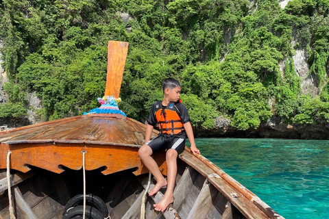 phi phi island: Half- day long - tail boat tour phi phi :Pileh, Loh Samah Bay,Maya Bay Longtail Boat Tour