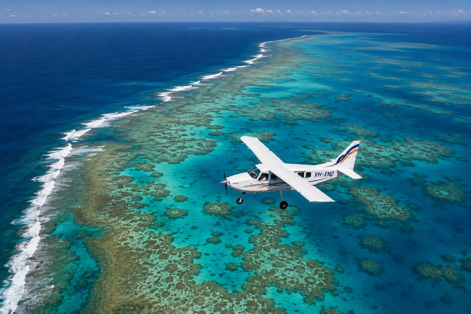 Cairns: Rundflug über die Außenkanten des Great Barrier Reefs