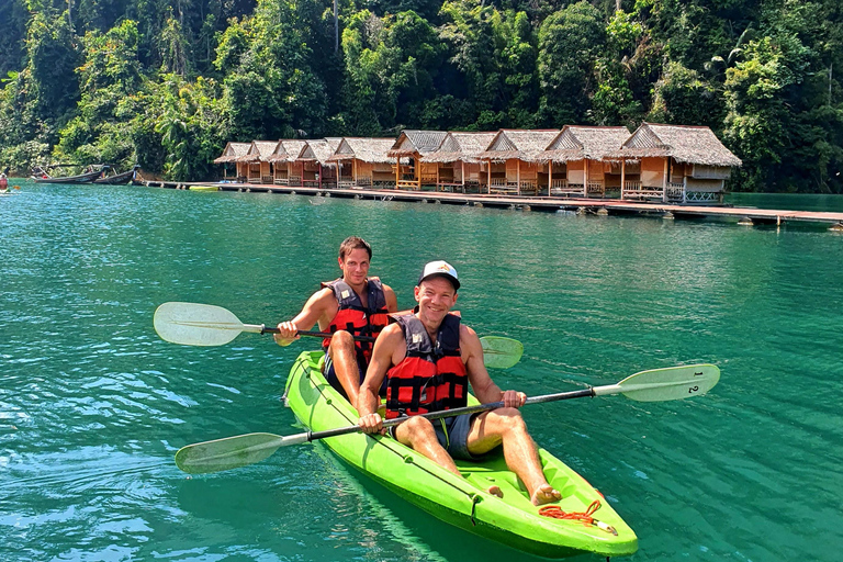 Khao Sok: Overnight Raft House Cheow Lan Lake & Coral Cave Option 1: Join Trip Raft House with Fan & *Shared Bathroom