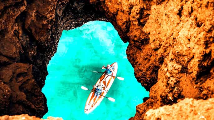 Albufeira: Hidden Beaches & Cliffs Guided Kayak Cave Tour