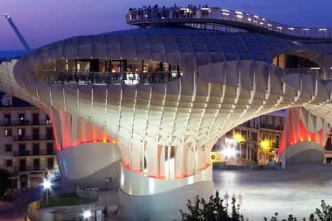 Sunset rooftop walking tour with views over Seville skyline