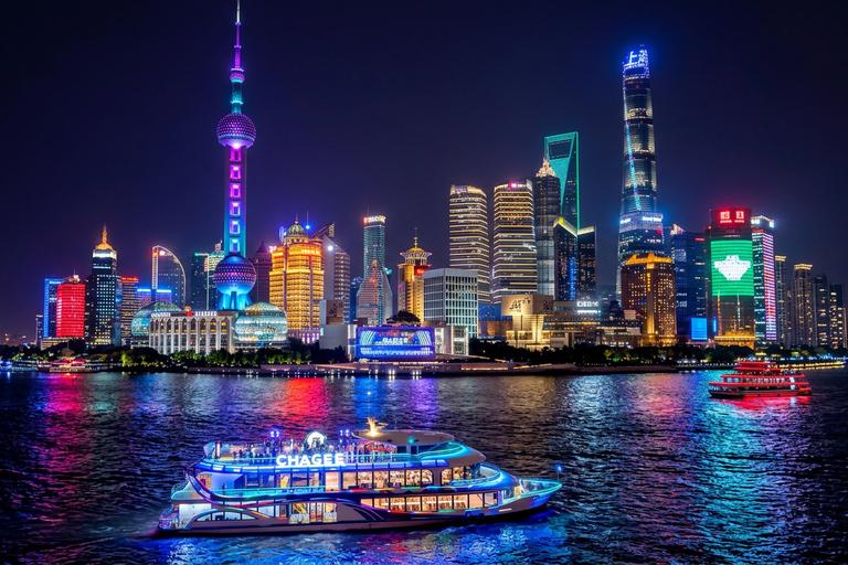 Shanghai:VIP Huangpu Night Cruise with Guide & Bund Views. VIP Viewing Deck with Live Guided Commentary