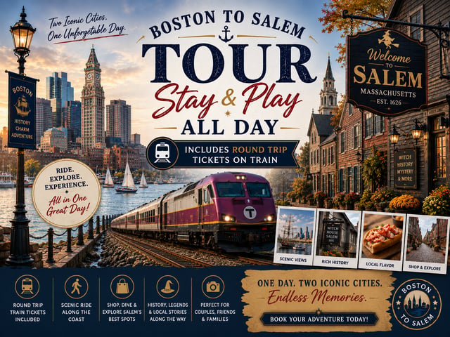 De Boston a Salem en tren: ¡tour a pie, estancia y diversión todo el día!